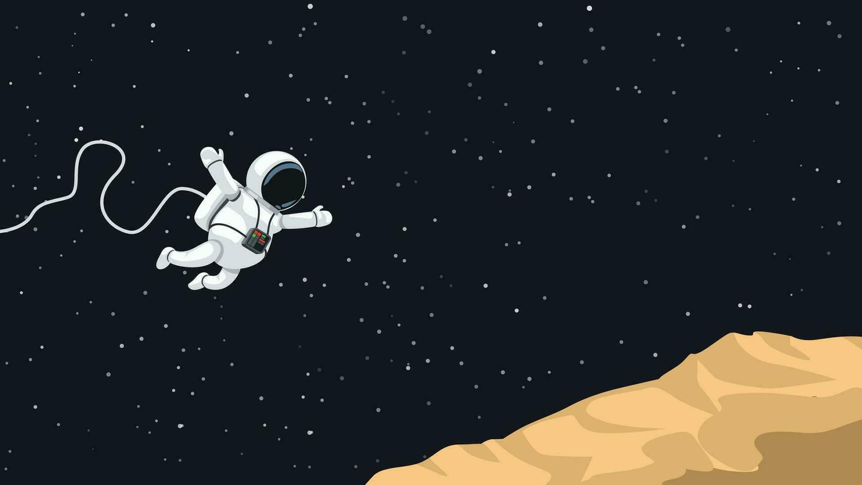 astronauta saltando en asteroide vector