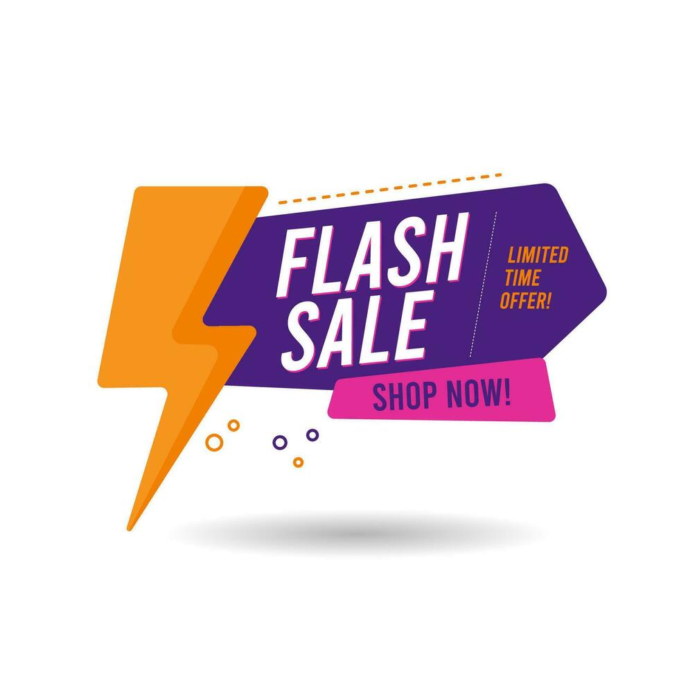 isolated flash sale banner with lightning on white background vector