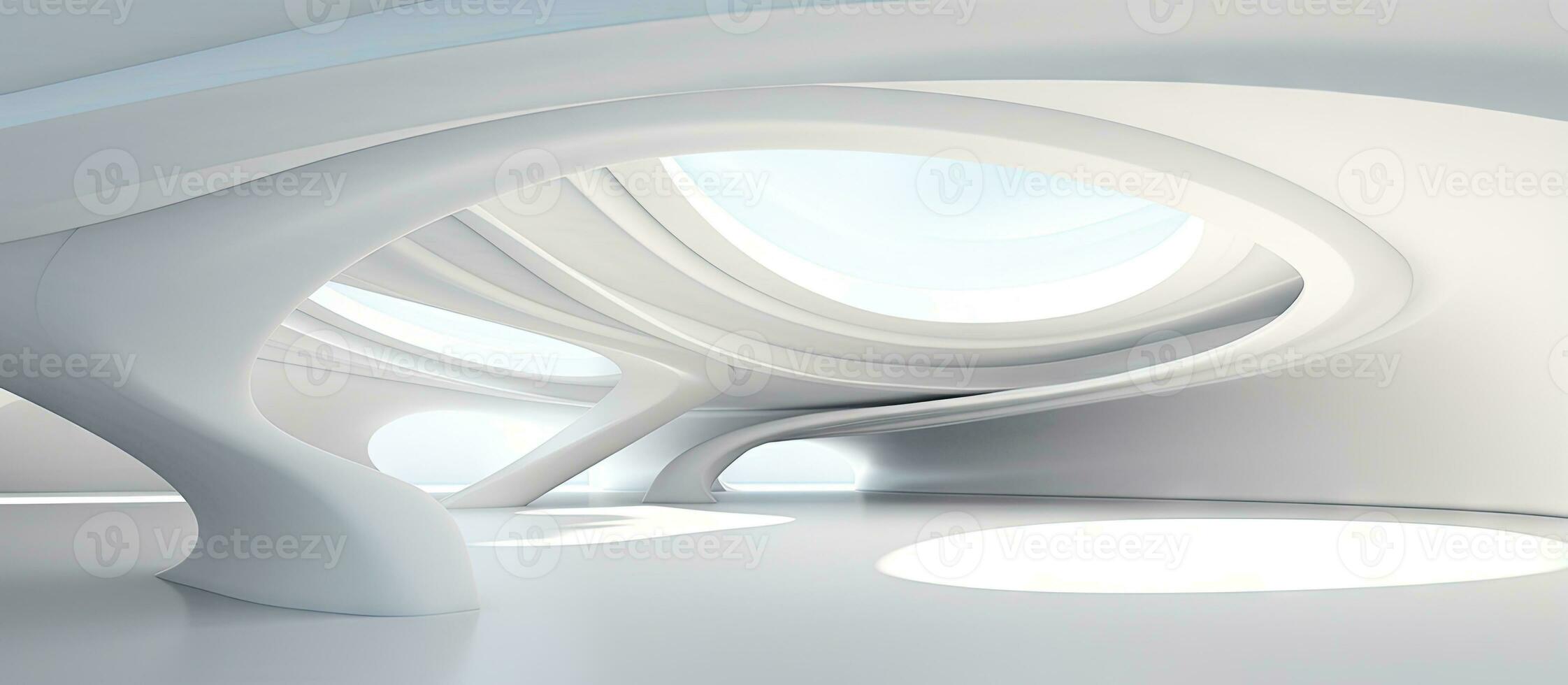 Abstract contemporary architectural backdrop vacant white open interiors CGI representation photo