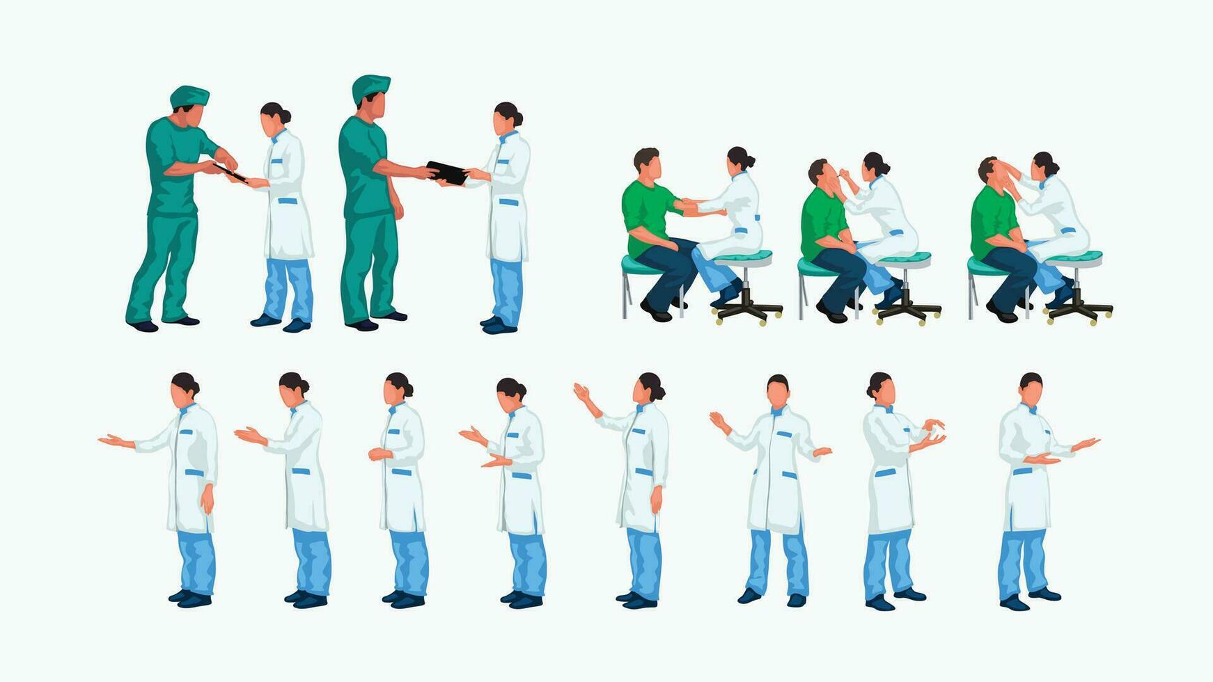 doctor and patient set vector