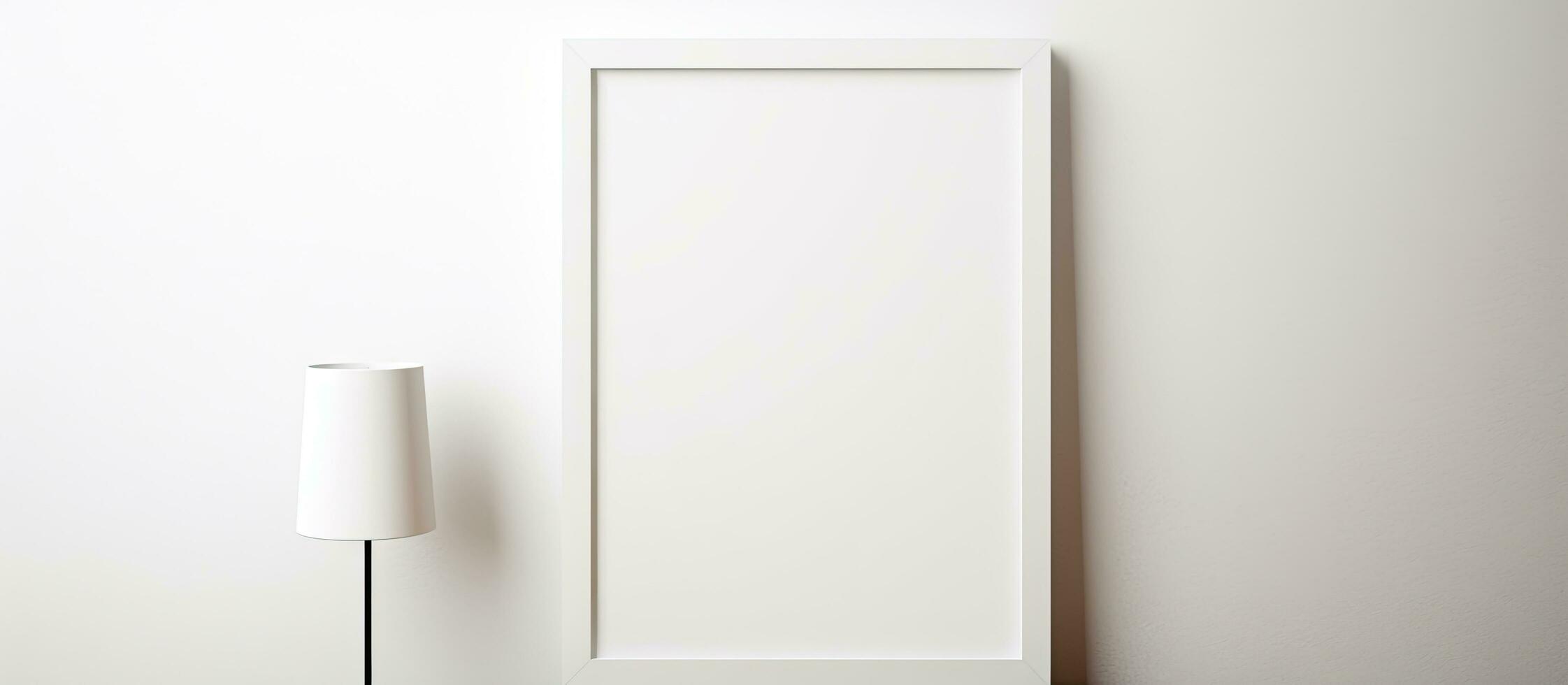 Poster template on wall white studio room text insert photo