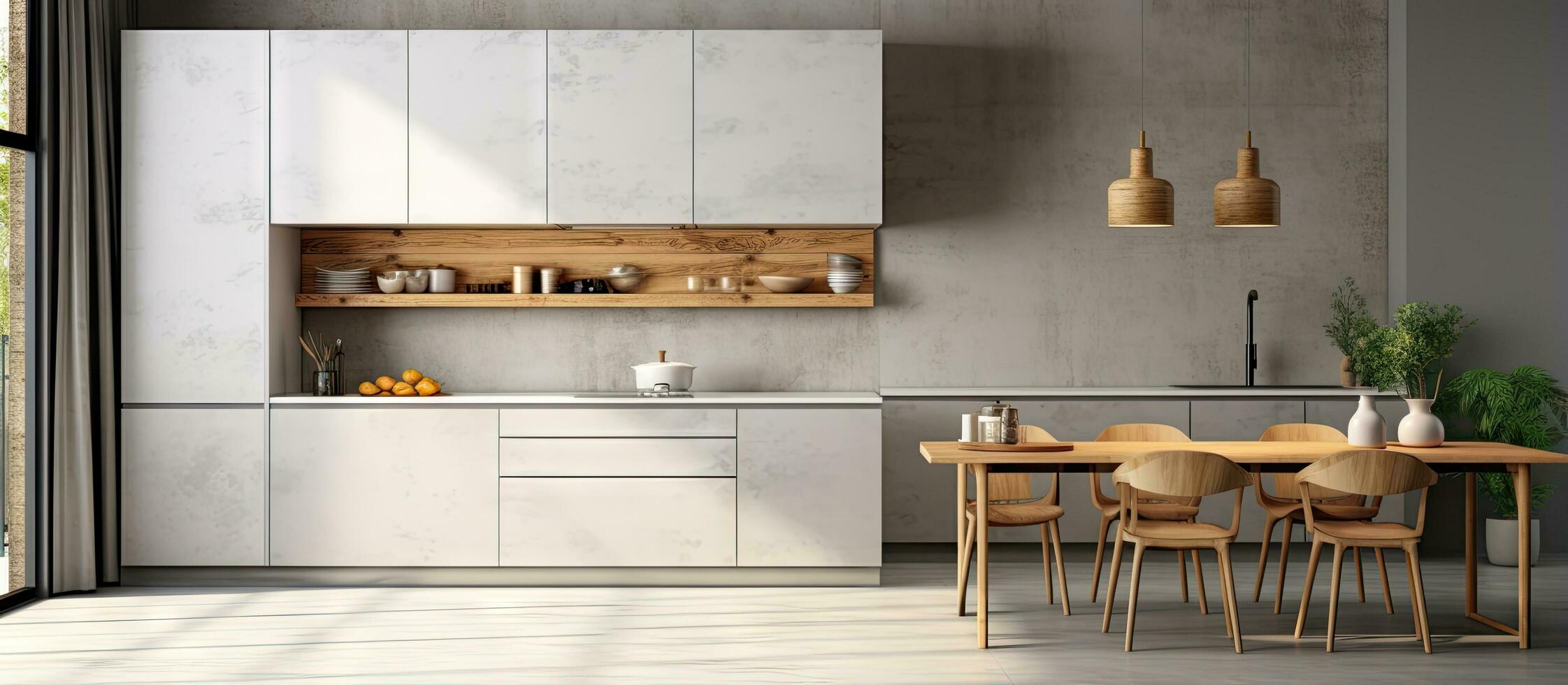 Modern kitchen with a chic interior photo