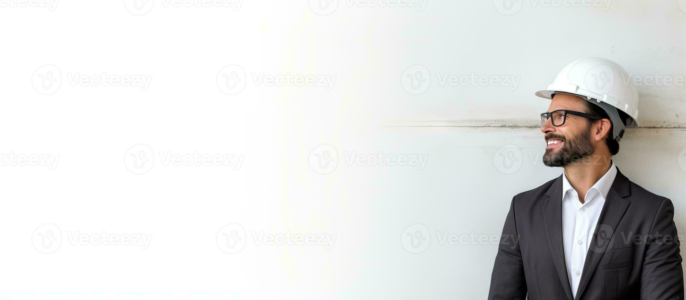 Architect working on white background photo