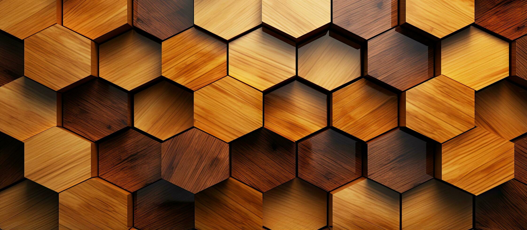 High quality wooden hexagon wallpaper illustration with decorative honeycomb mural background photo