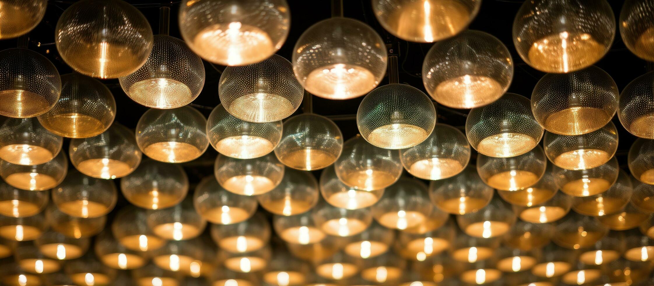 Selective focus ceiling lamps for abstract background photo