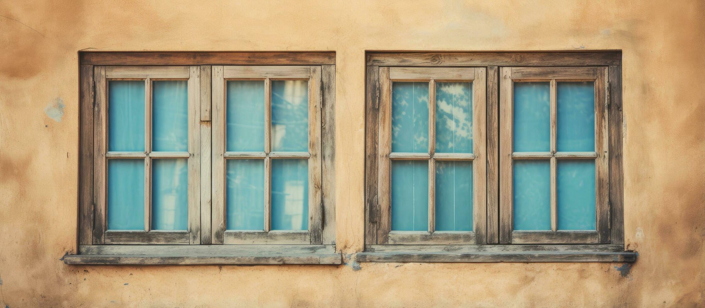 Aged wooden windows photo