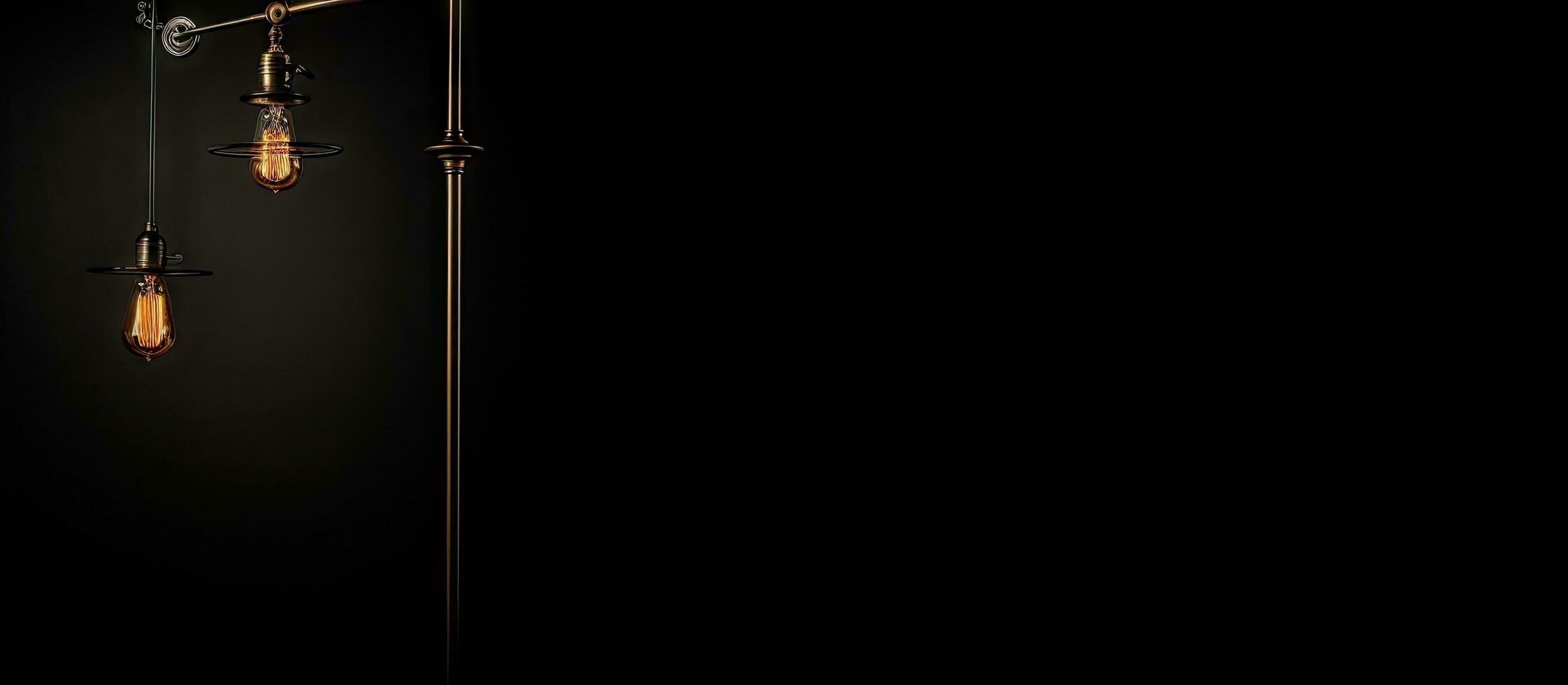 Black background isolates loft style floor lamp with switches photo