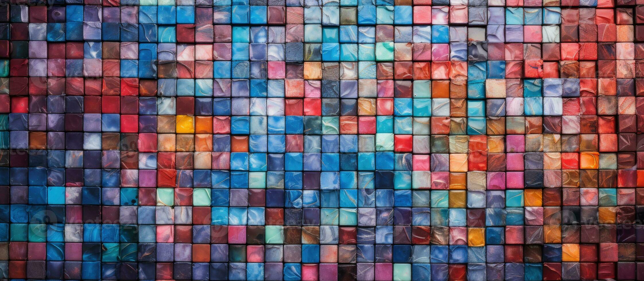 Colorful tiles used for decorating walls in a mosaic pattern photo