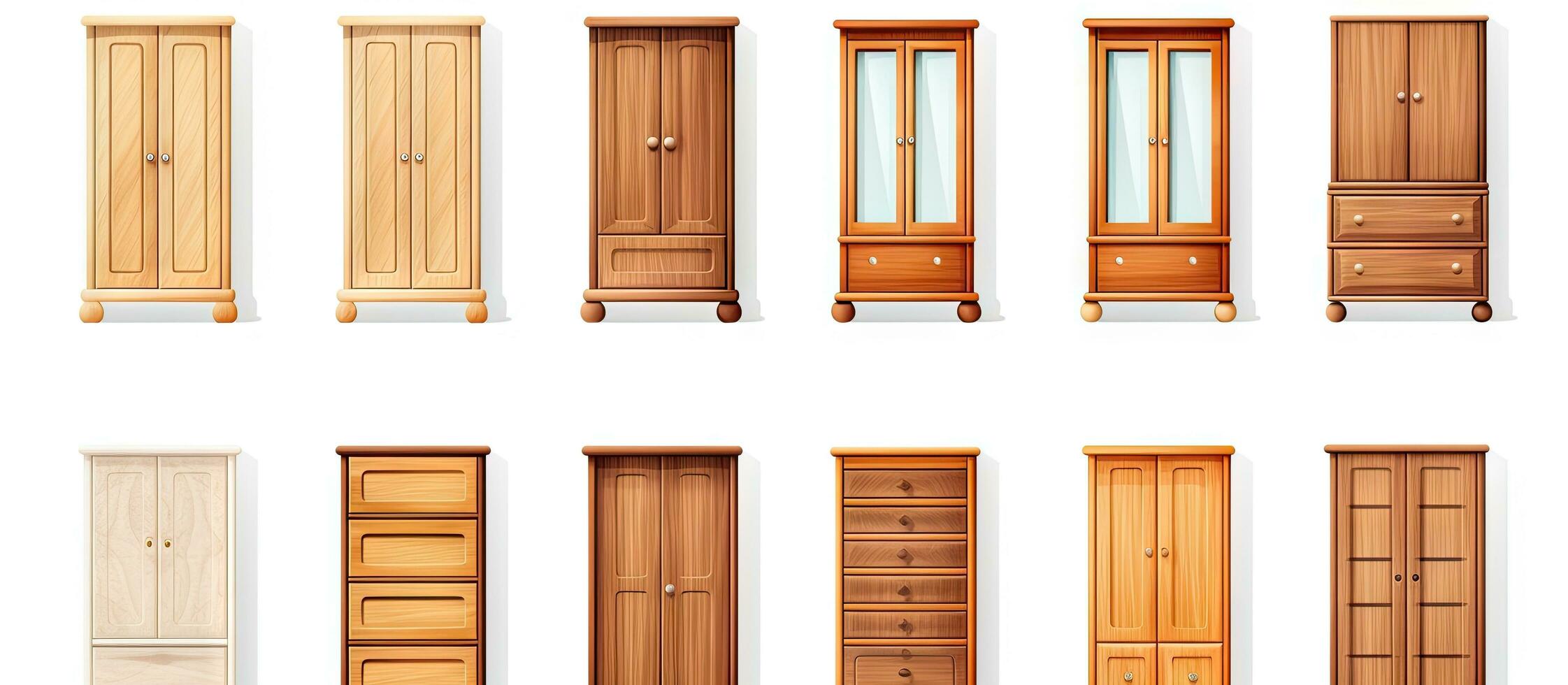 Wooden illustration of a cupboard on a white background photo