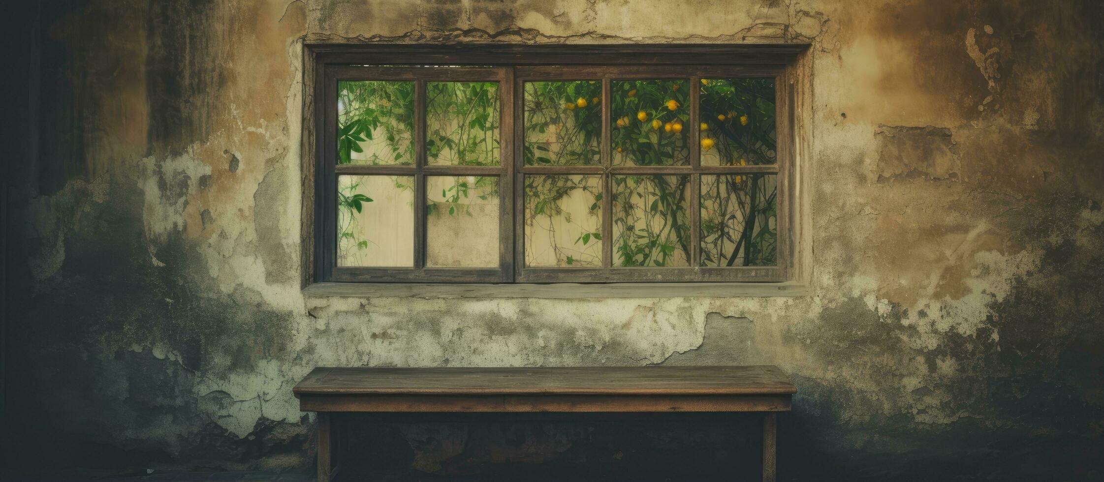 Vintage style window in old house photo