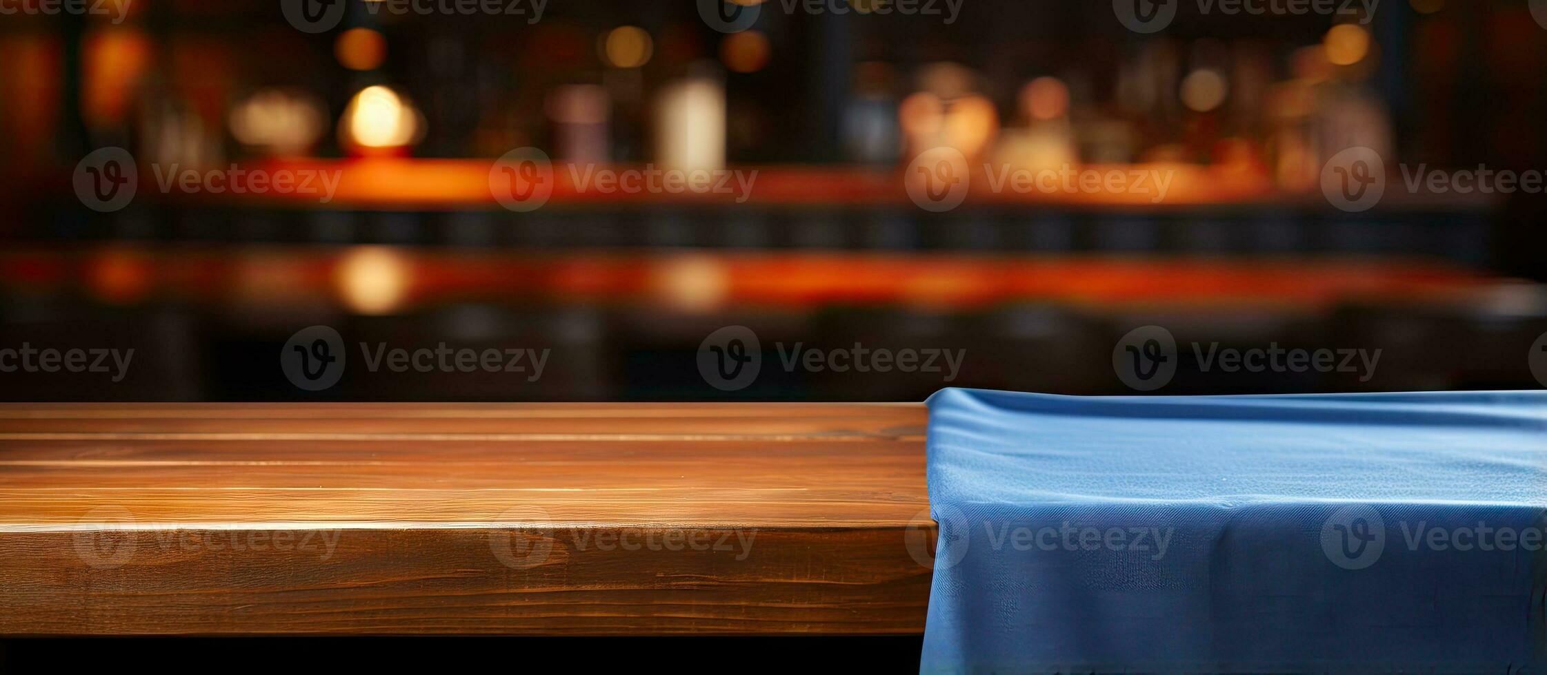 Blurred bar background with napkin on table photo