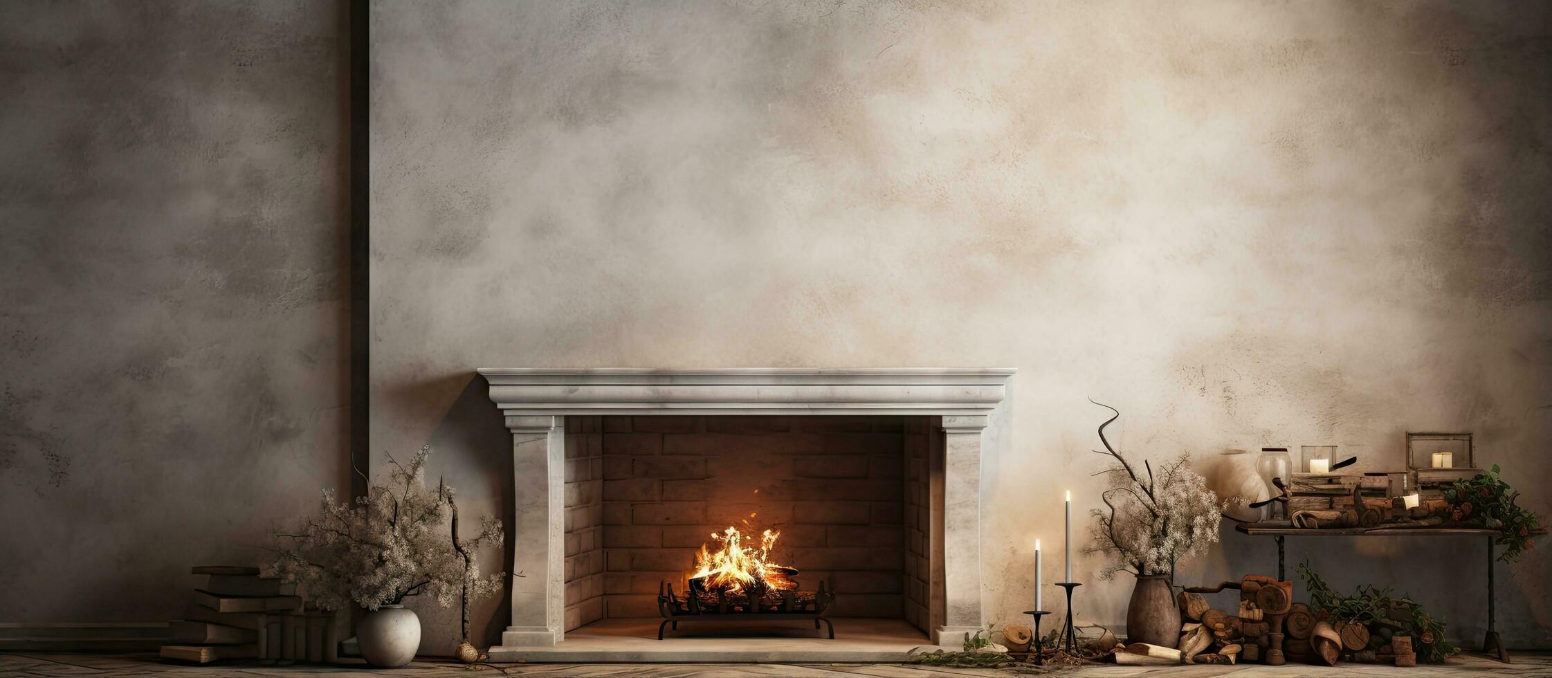 Fireplace An area to burn wood and provide heat in a home photo