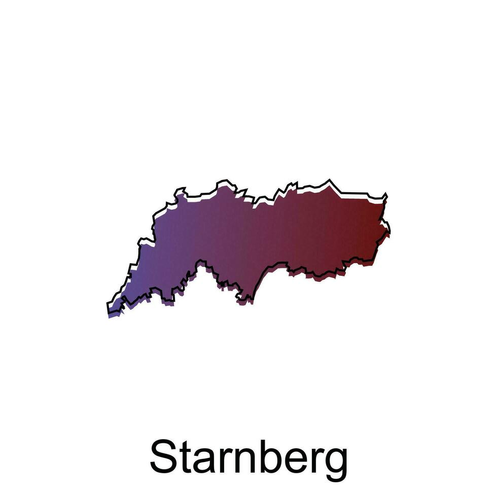 Map City of Starnberg. vector map of German Country design template with outline graphic sketch style isolated on white background