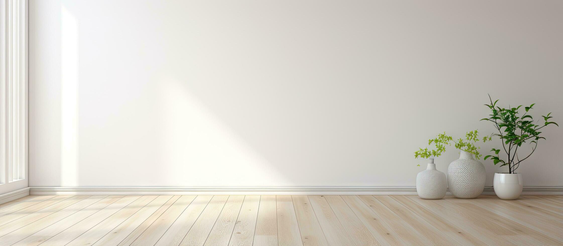 Empty illustration of a white room with Scandinavian interior design photo