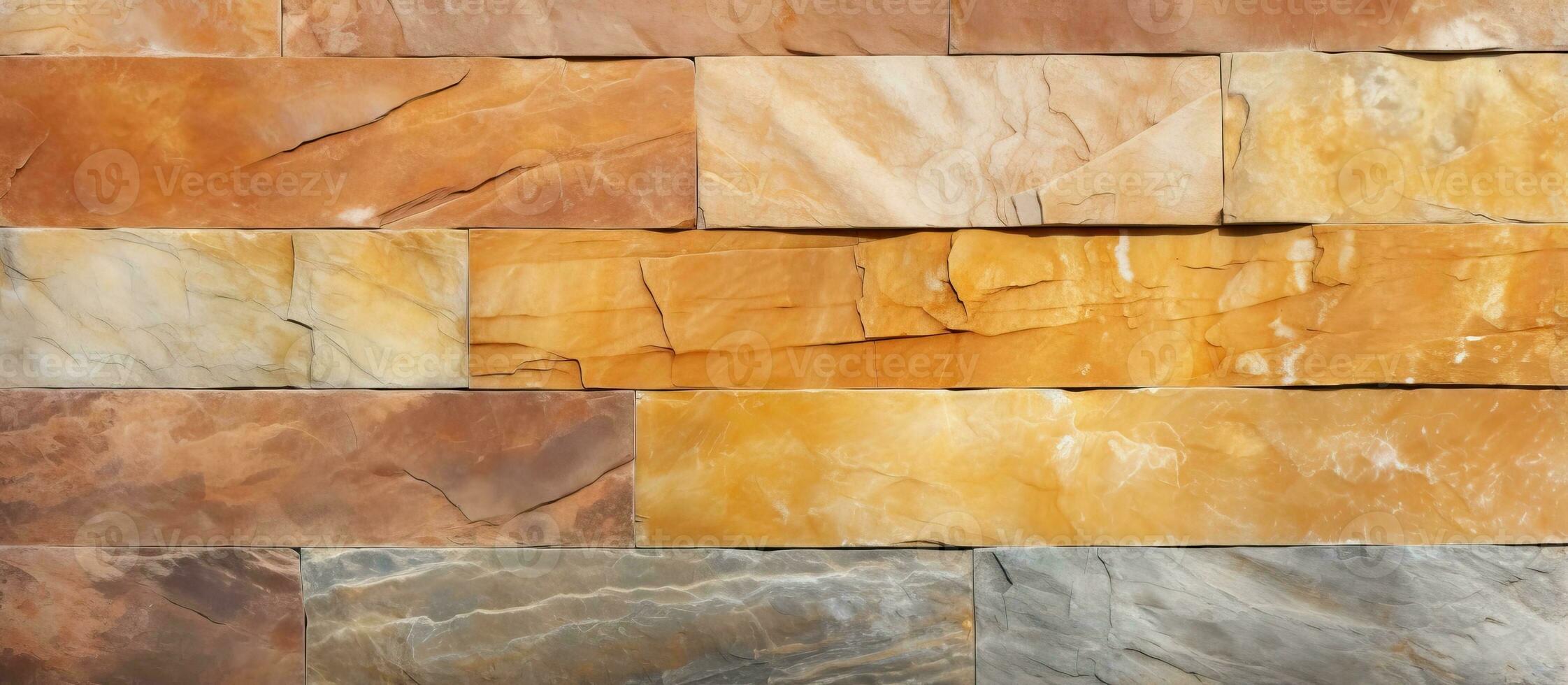 Textures of orange sandstone slate and travertine marble photo