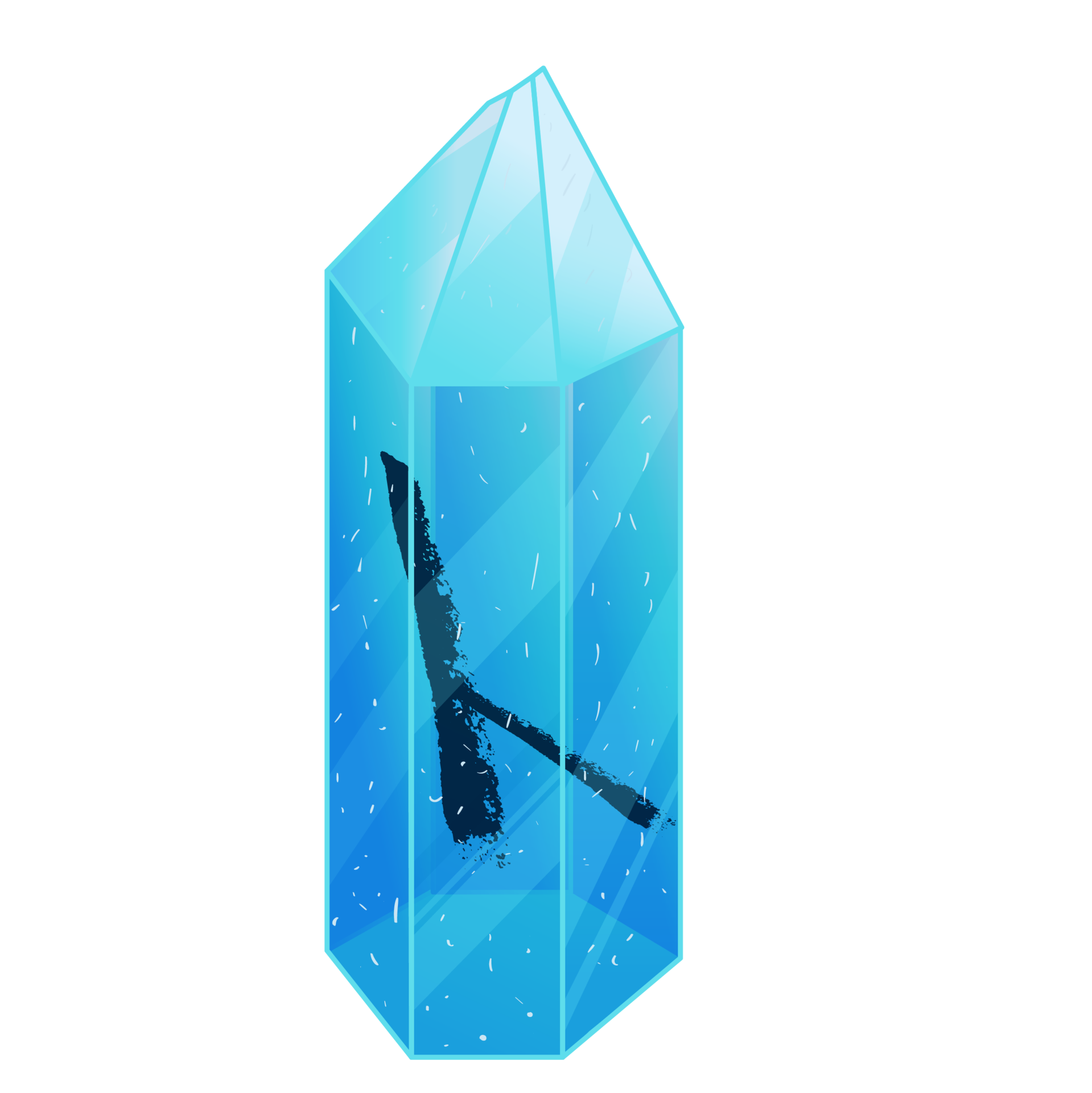 Crystal with Texture Rune Ken. Curative Transparent Healing Quartz