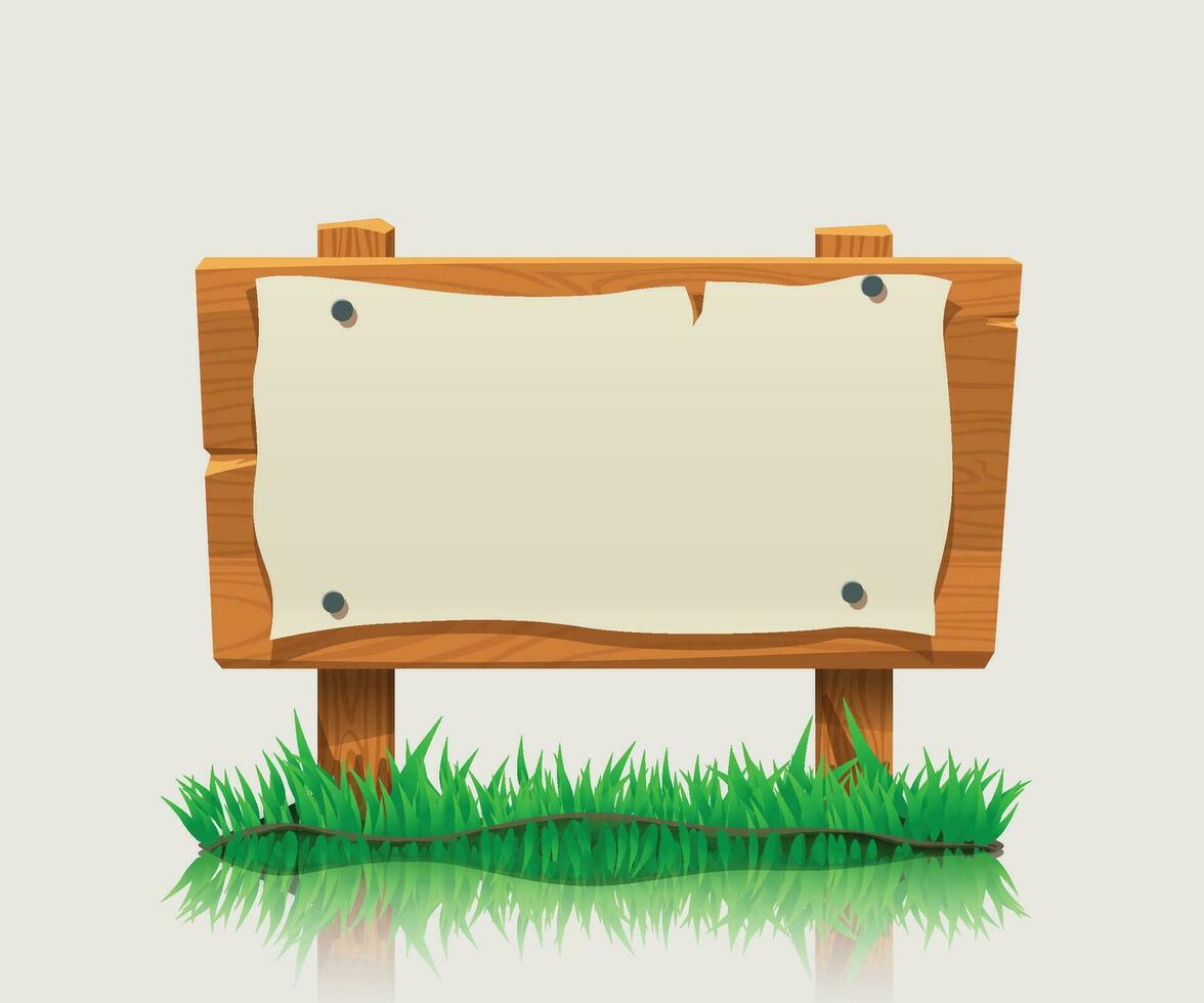 wooden directional sign with grass vector