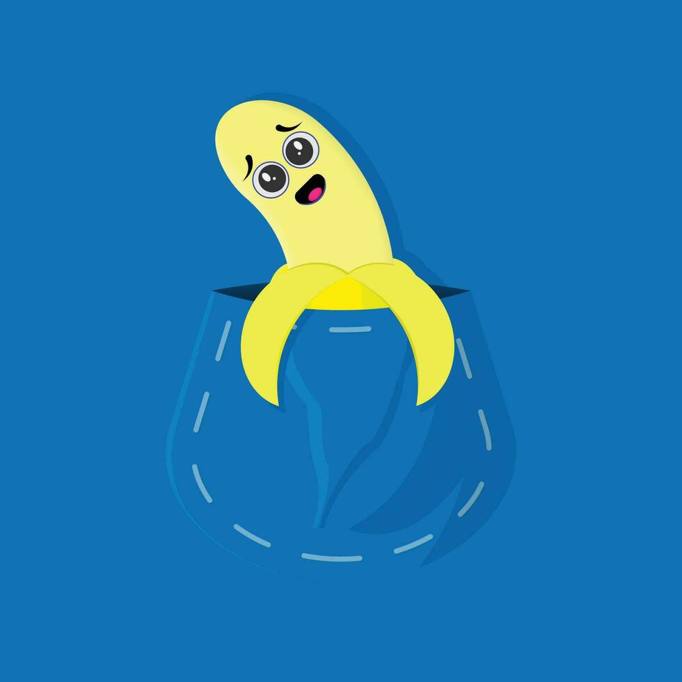 vector illustration of a banana character with a unique pose.