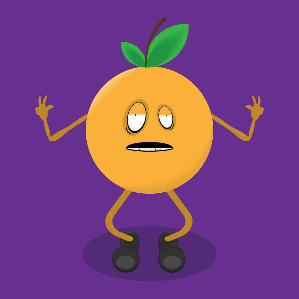 cute orange fruit character vector illustration.