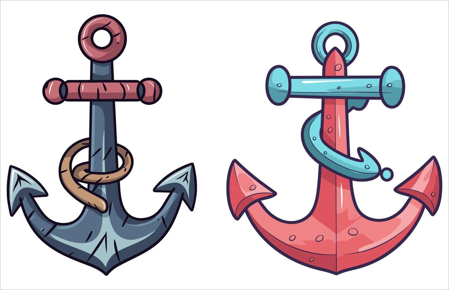 Anchor Flat Vector Illustration, Nautical anchor icon.