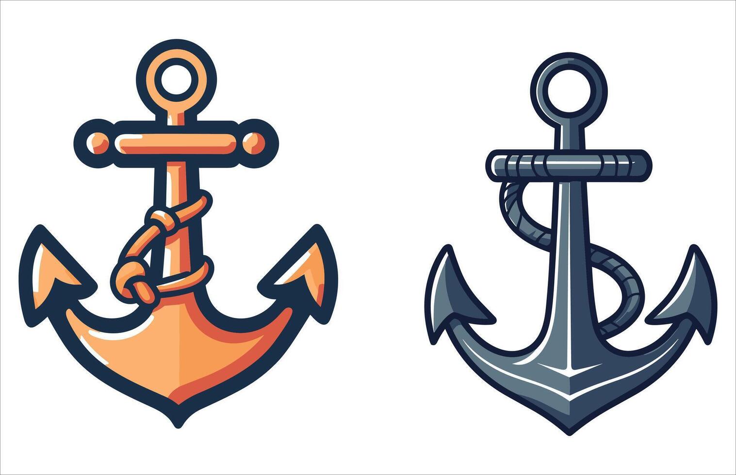 Anchor Flat Vector Illustration, Nautical anchor icon.