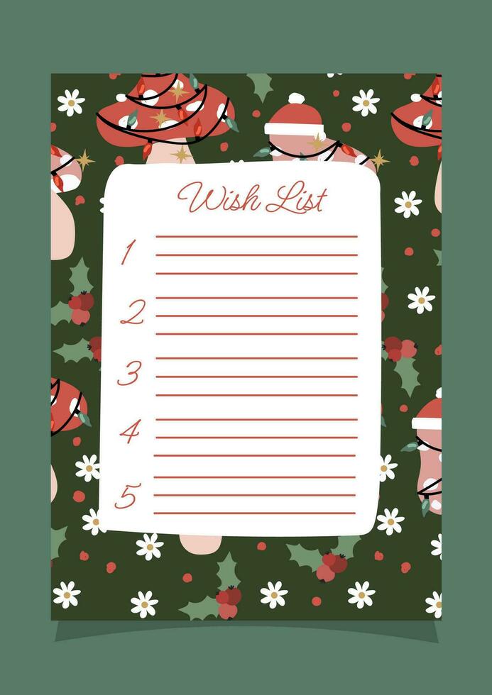 Christmas children's wish list. Wish list with Christmas pattern background. vector