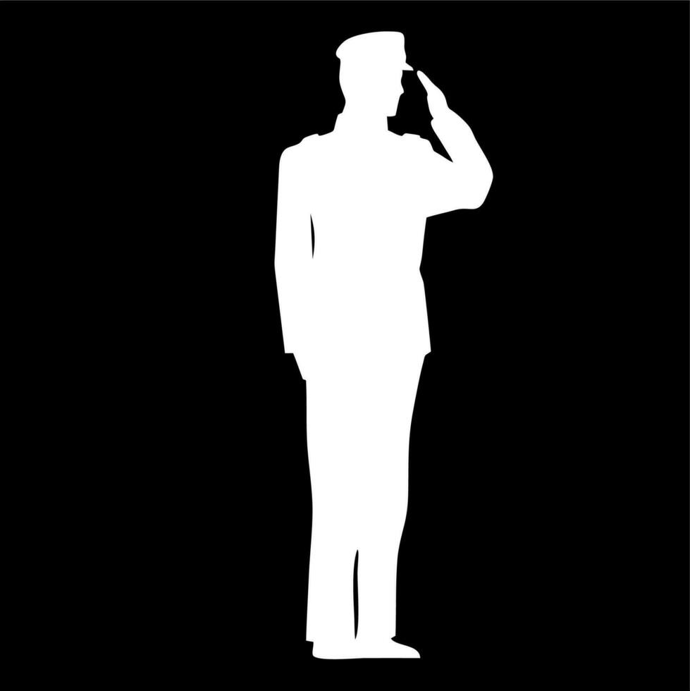 soldier saluting silhouette vector