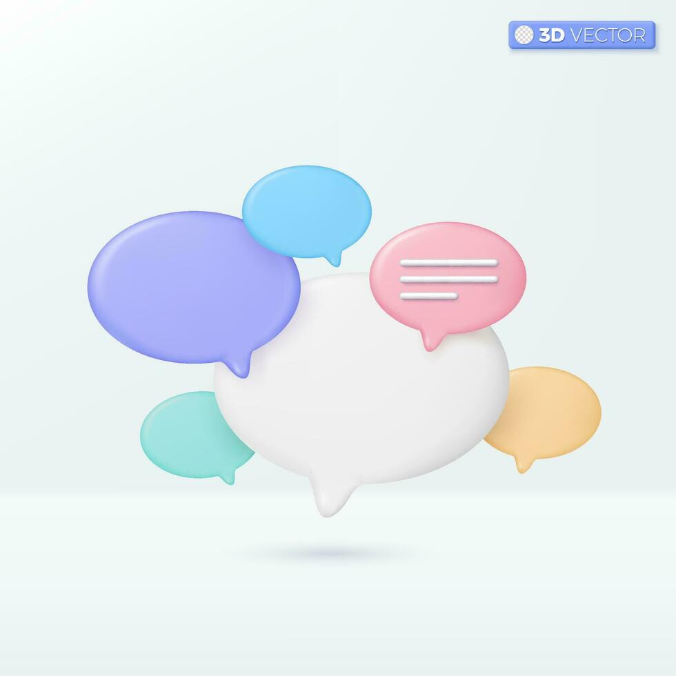 Dialog or speech bubble multicolors icon symbols. Chat message, Message, talk concept. 3D vector isolated illustration design. Cartoon pastel Minimal style. You can used for design ux, ui, print ad.