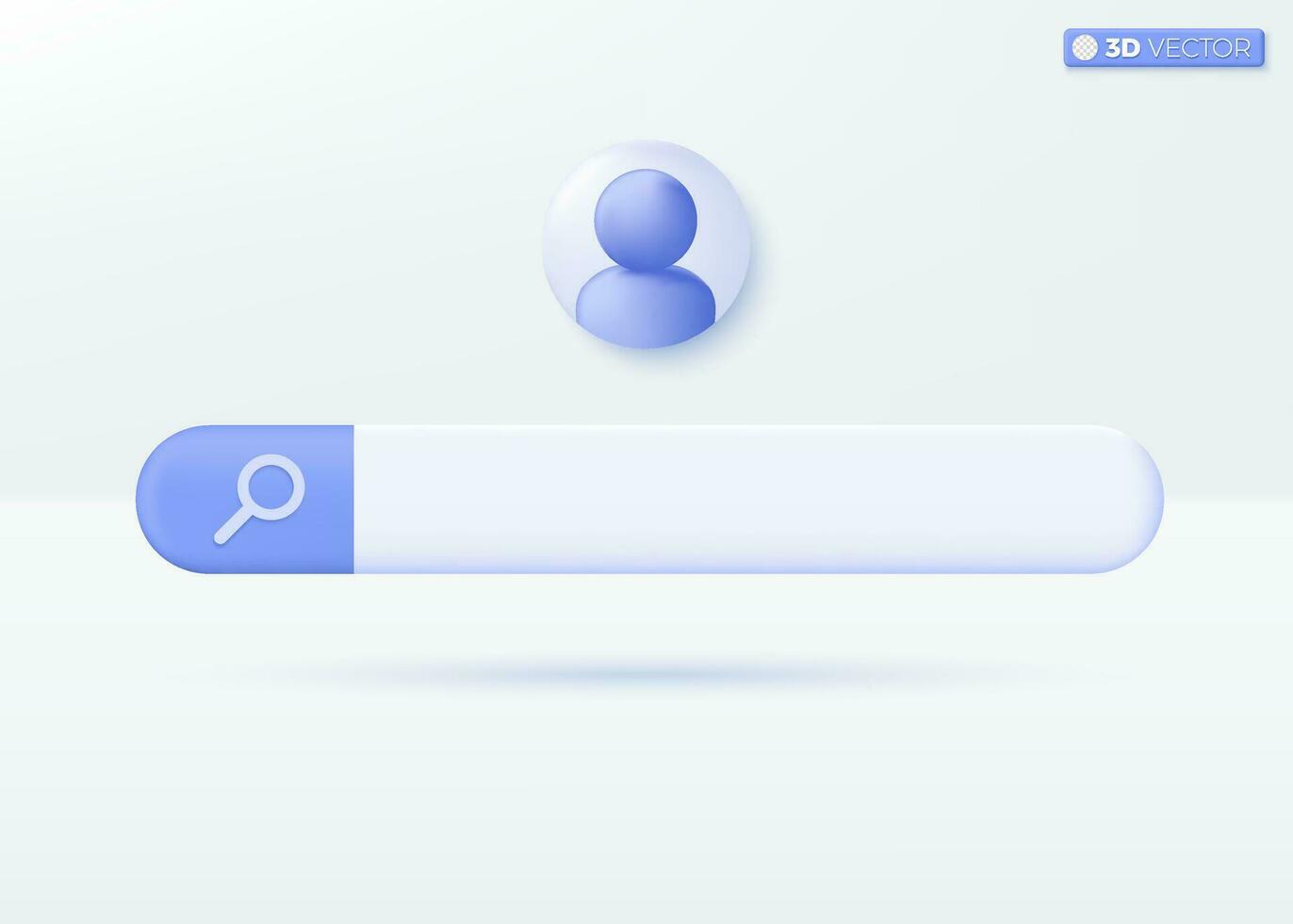 Search bar design icon symbols. Browser button for web, Navigation and search concept. 3D vector isolated illustration design. Cartoon pastel Minimal style. You can used for design ux, ui, print ad.