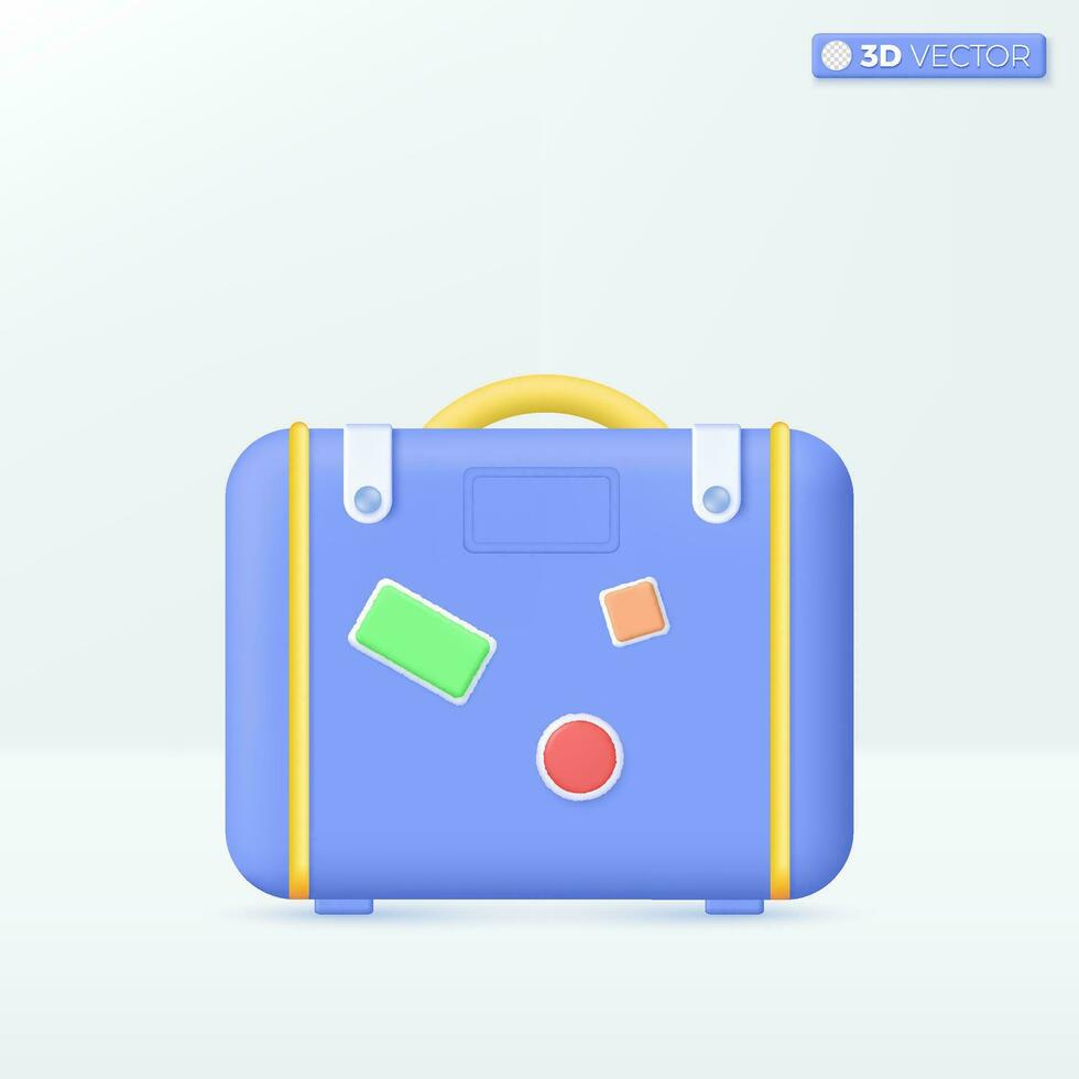 travel bag icon symbols. Suitcase, trip planning, service, Tourism and travel concept. 3D vector isolated illustration design. Cartoon pastel Minimal style. You can used for design ux, ui, print ad.