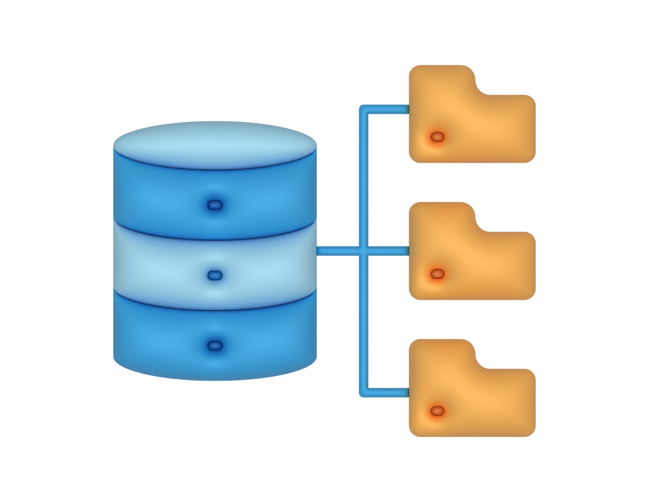 Blue Database Server Hosting Yellow Folders png