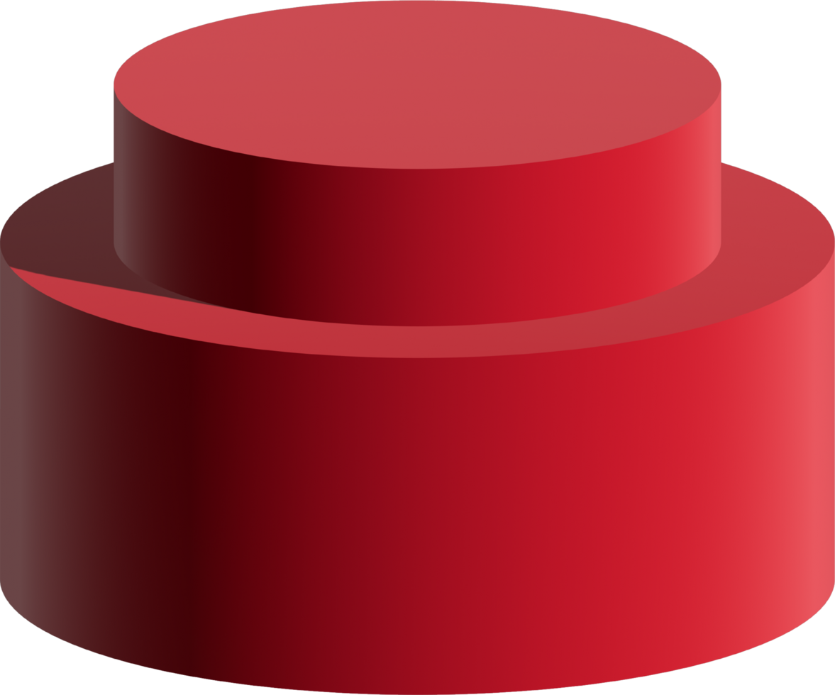 Red double steps podium. 3D display product rounded shape. png