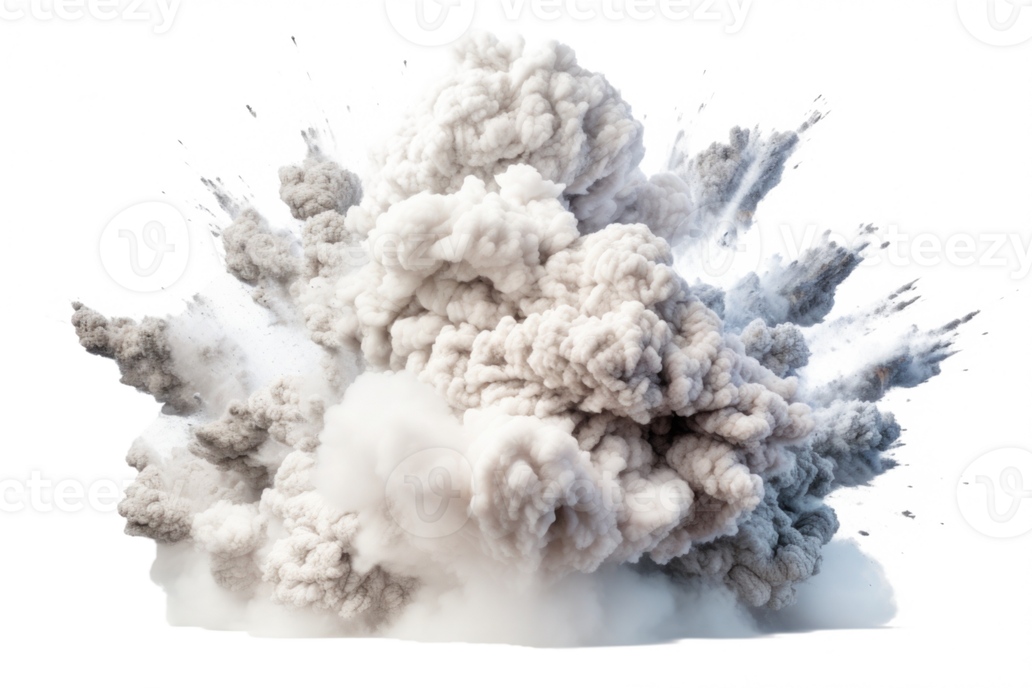 Bomb explosion with fire flames and smoke, isolated on transparent background png