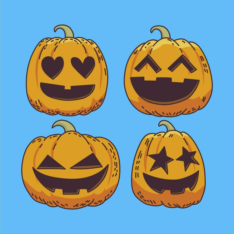 el mejor ilustraciones de linda y adorable calabazas vector