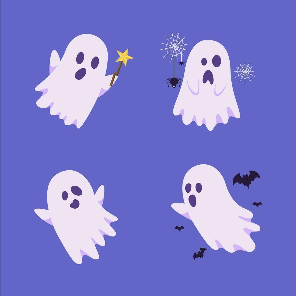 the best illustrations of cute and adorable ghosts vector