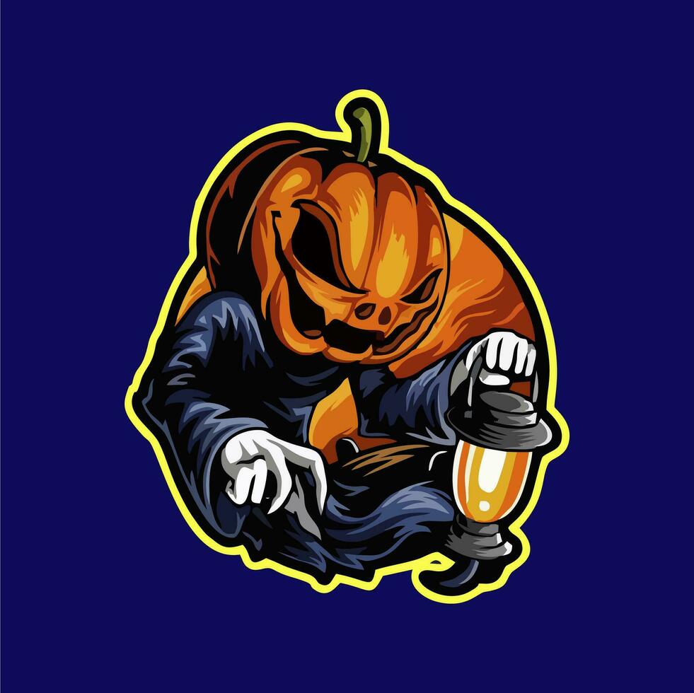 the best illustration of a scary pumpkin vector