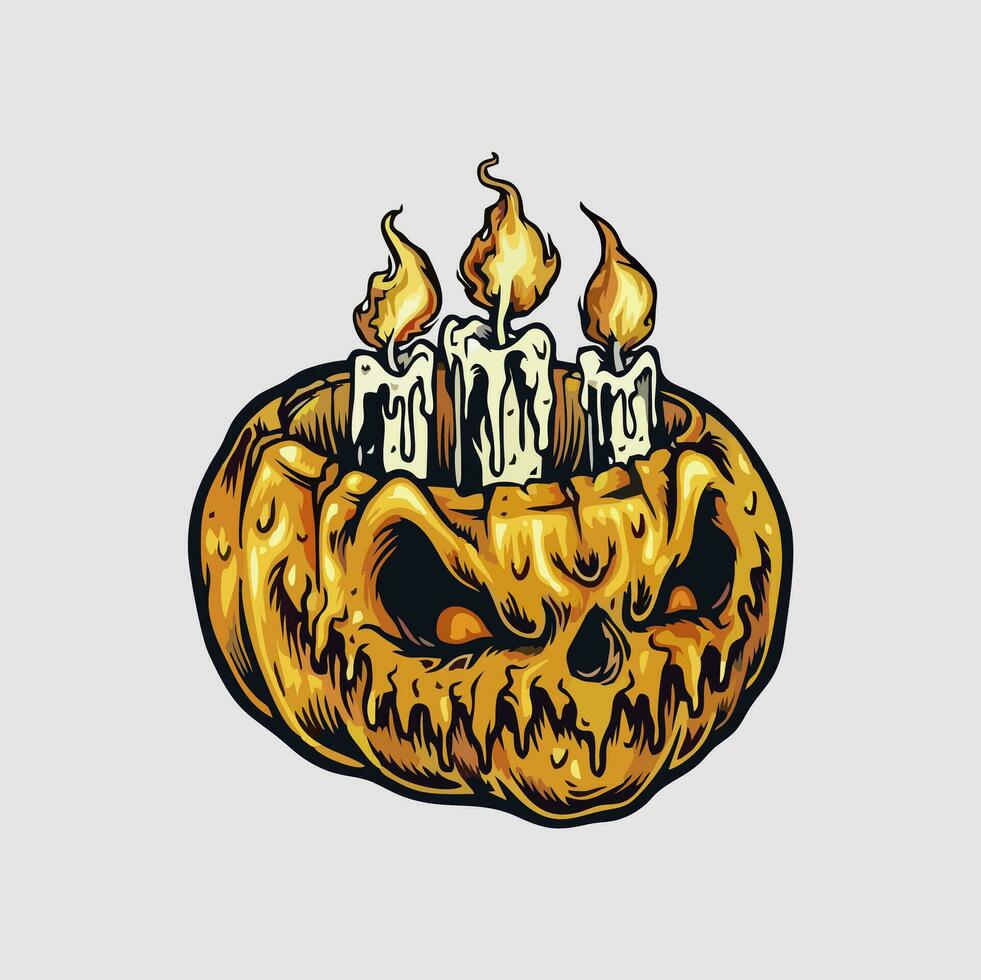 the best illustration of a scary pumpkin vector