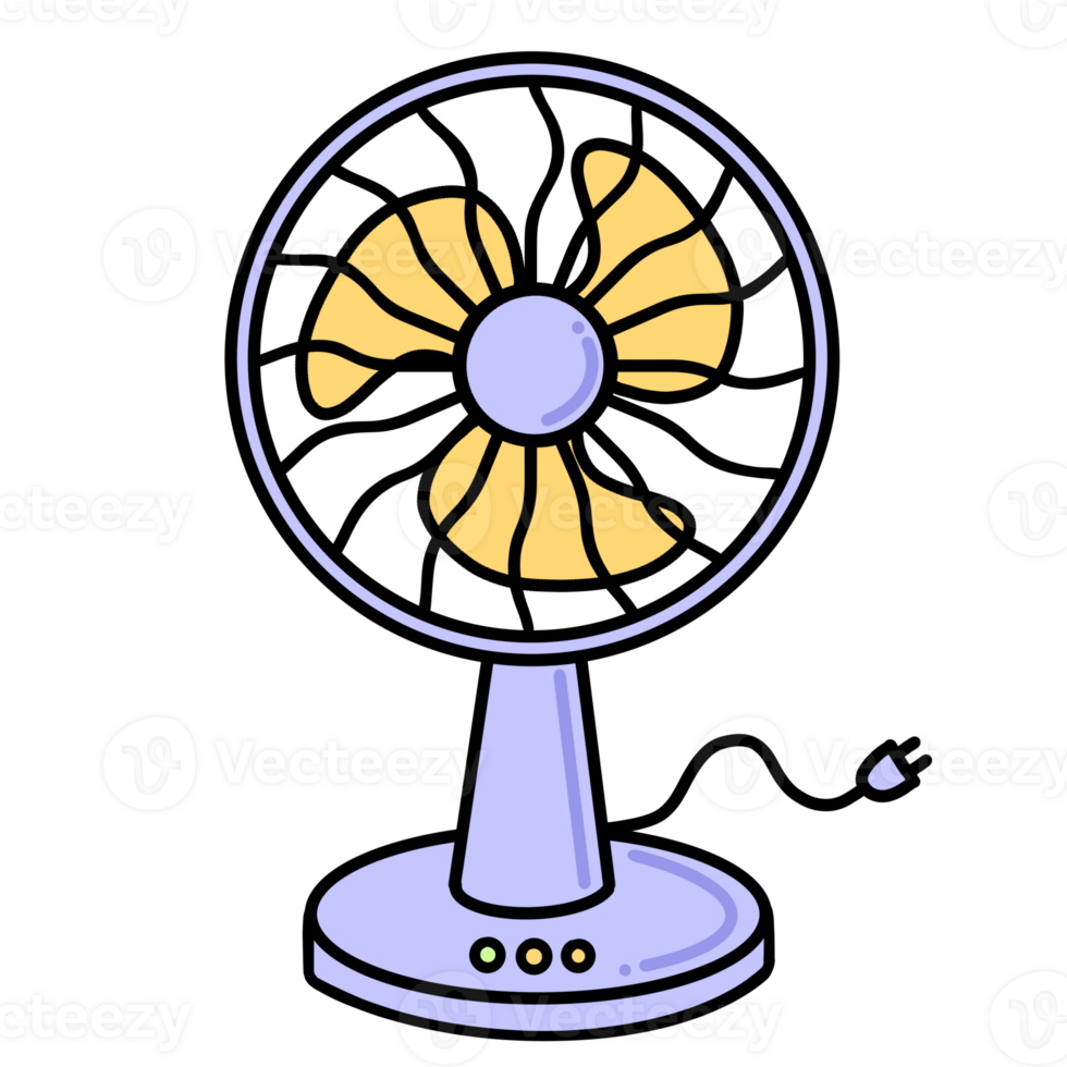Hand drawing isolated electric fan illustration black line doodle png