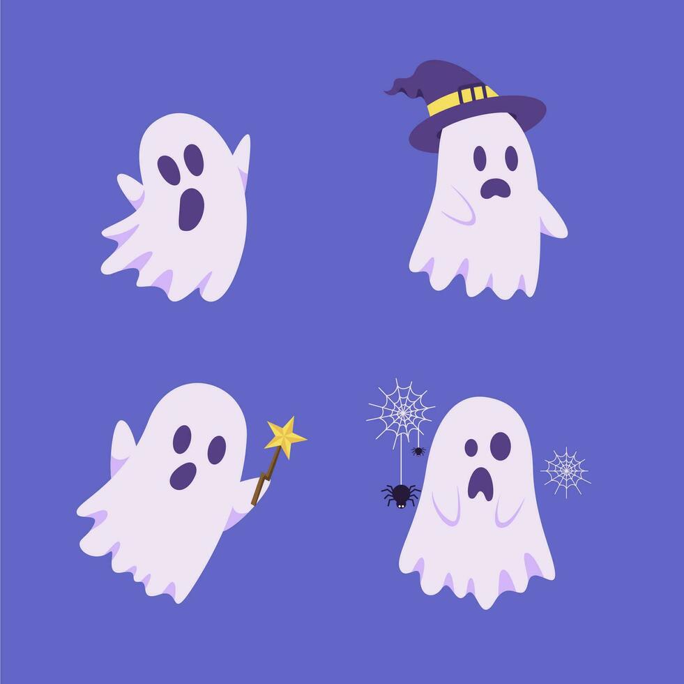 the best illustrations of cute and adorable ghosts vector