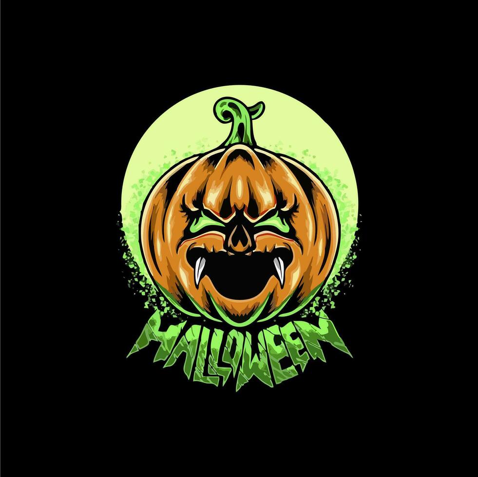 the best illustration of a scary pumpkin vector