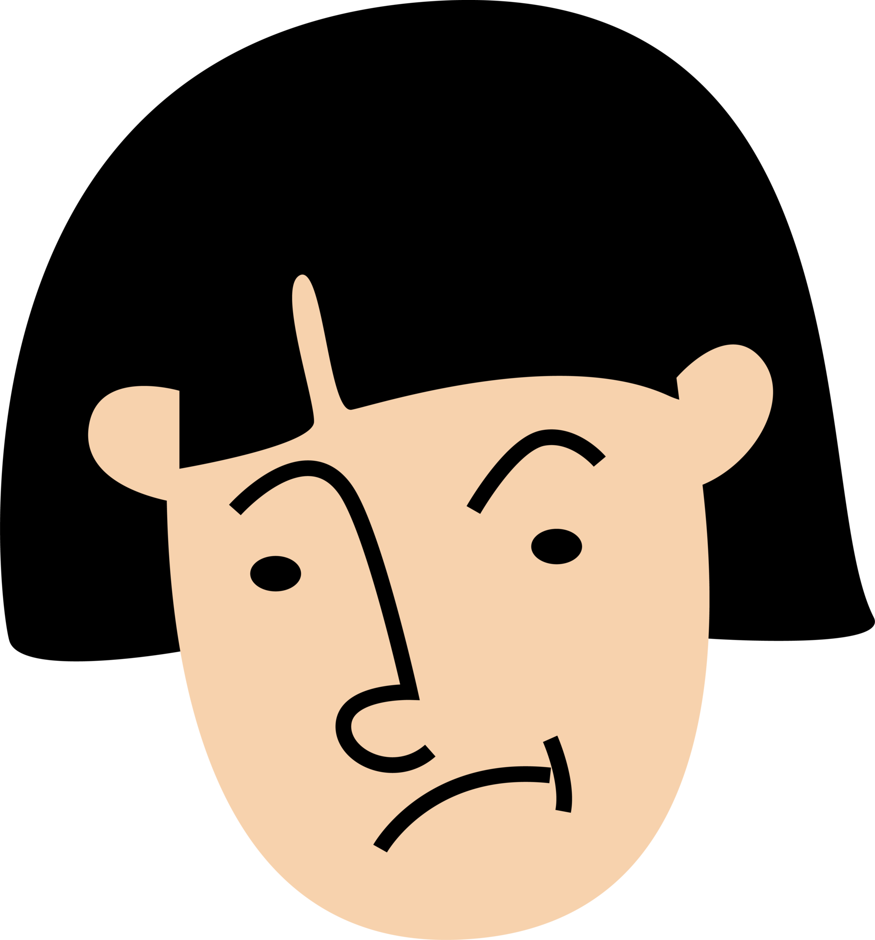 Bobbed girl with bangs in a bad mood character 27942902 PNG