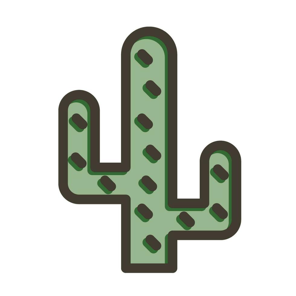 Cactus Vector Thick Line Filled Colors Icon For Personal And Commercial Use.