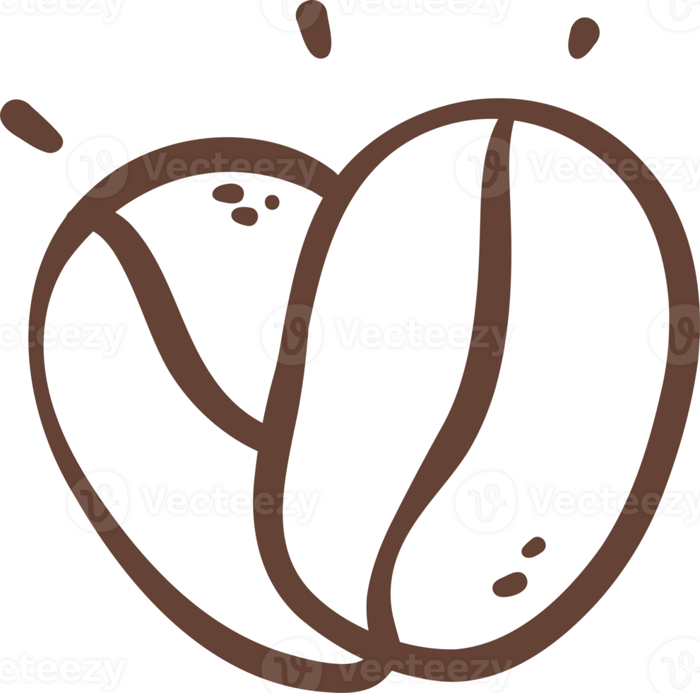 cute coffee beans heart shape outline doodle cartoon drawing png