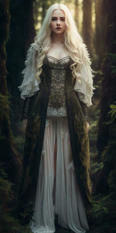 High quality masterpiece, Female Norse god of nature. Generative AI photo