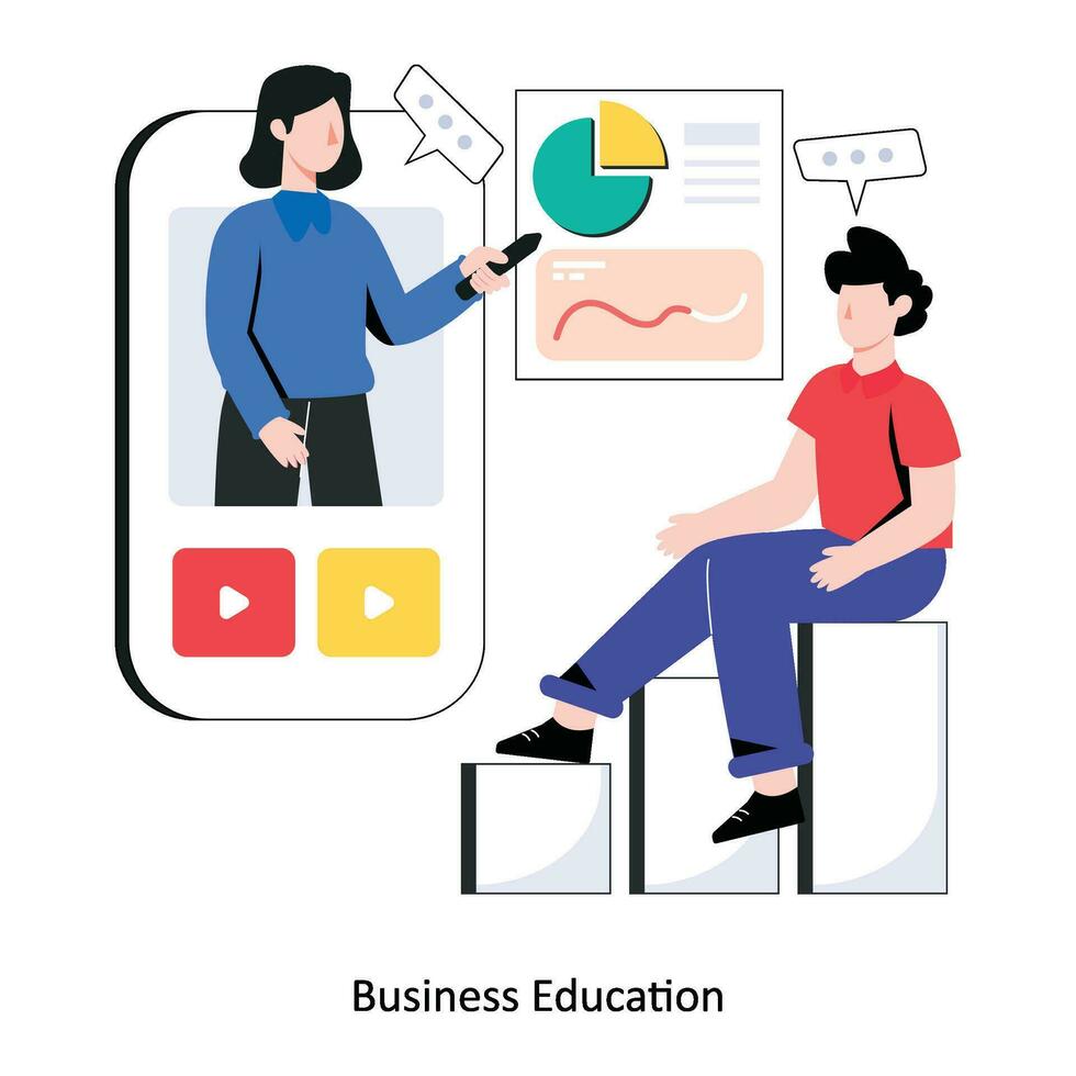 Business Education flat style design vector illustration. stock illustration