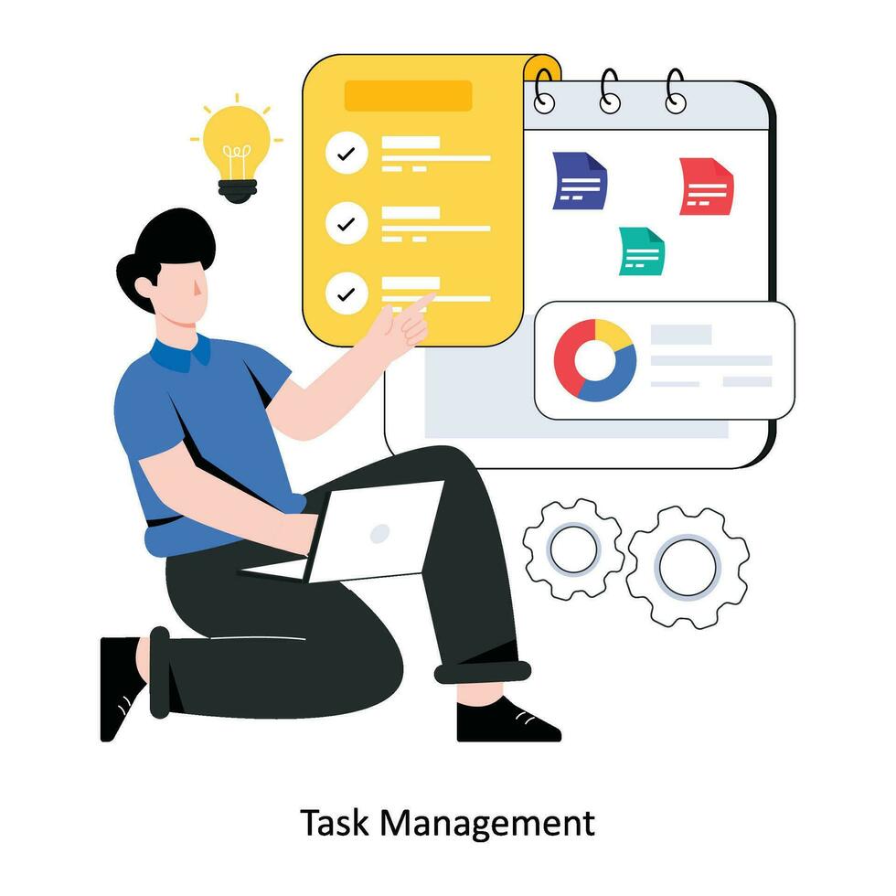 Task Management flat style design vector illustration. stock illustration