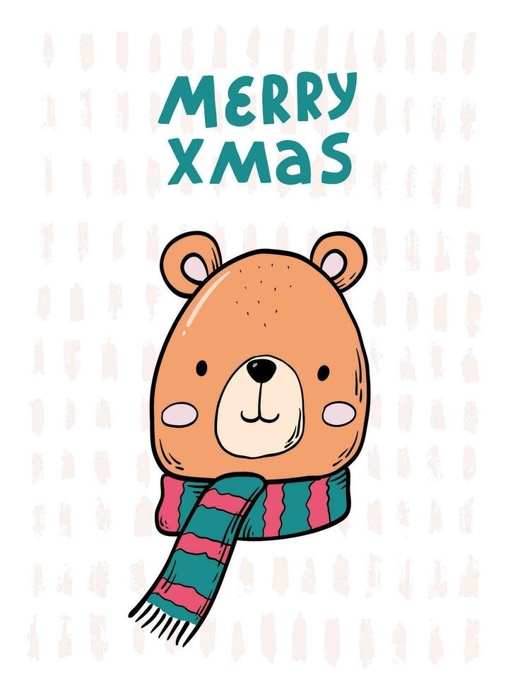 alegre Navidad letras citar decorado con linda osito de peluche oso para huellas dactilares, tarjetas, carteles, pancartas, invitaciones, sublimaciones, pegatinas, etc. eps 10 vector