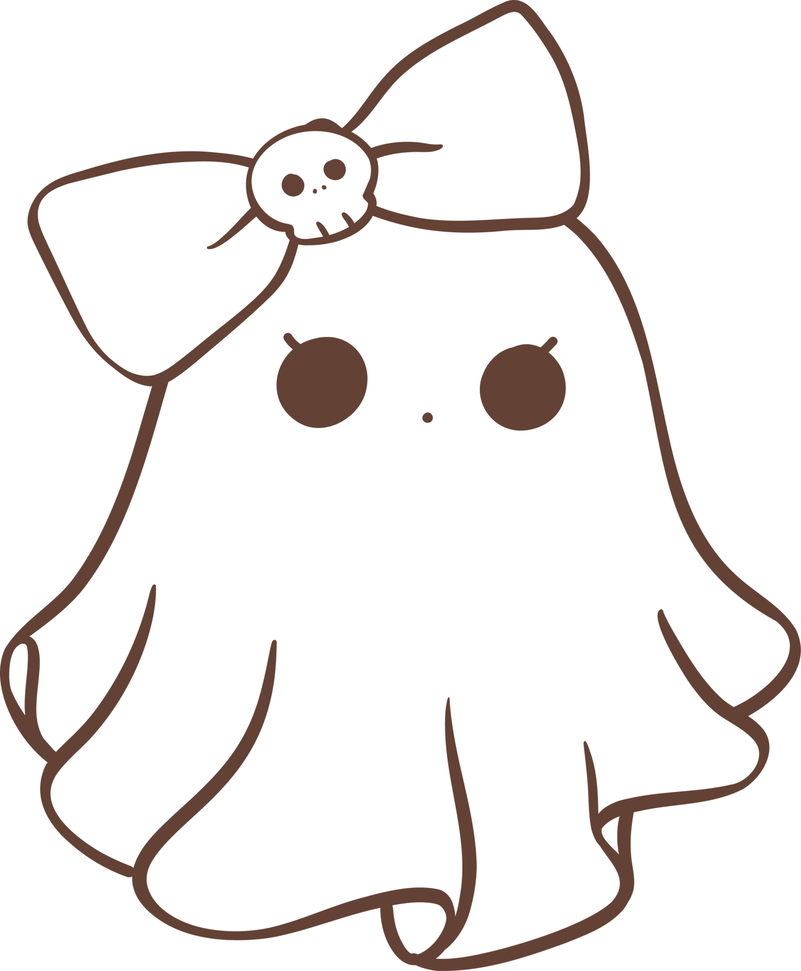 Cute ghost girl outline with bow cartoon doodle 27943697 PNG