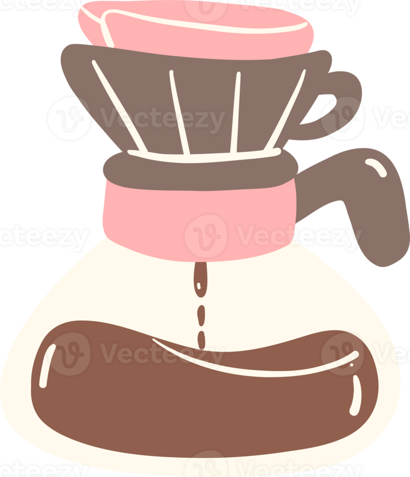 Drip coffee pour over flat design png