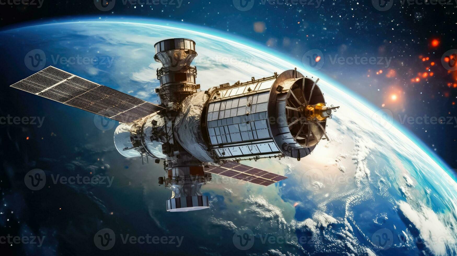 View of Earth from Space Satellite - Generative AI photo